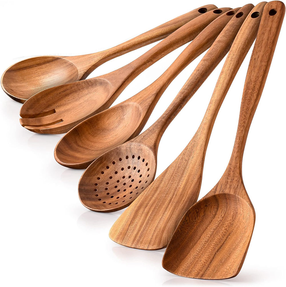 Wooden spoon in baking