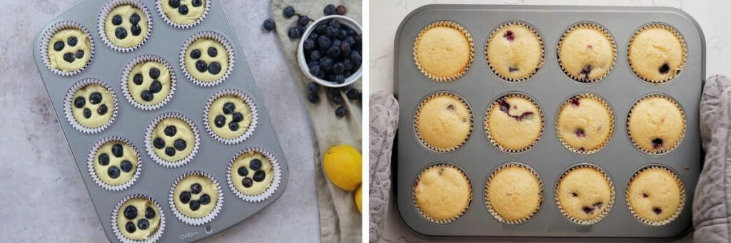 Lemon Blueberry Cupcakes baking
