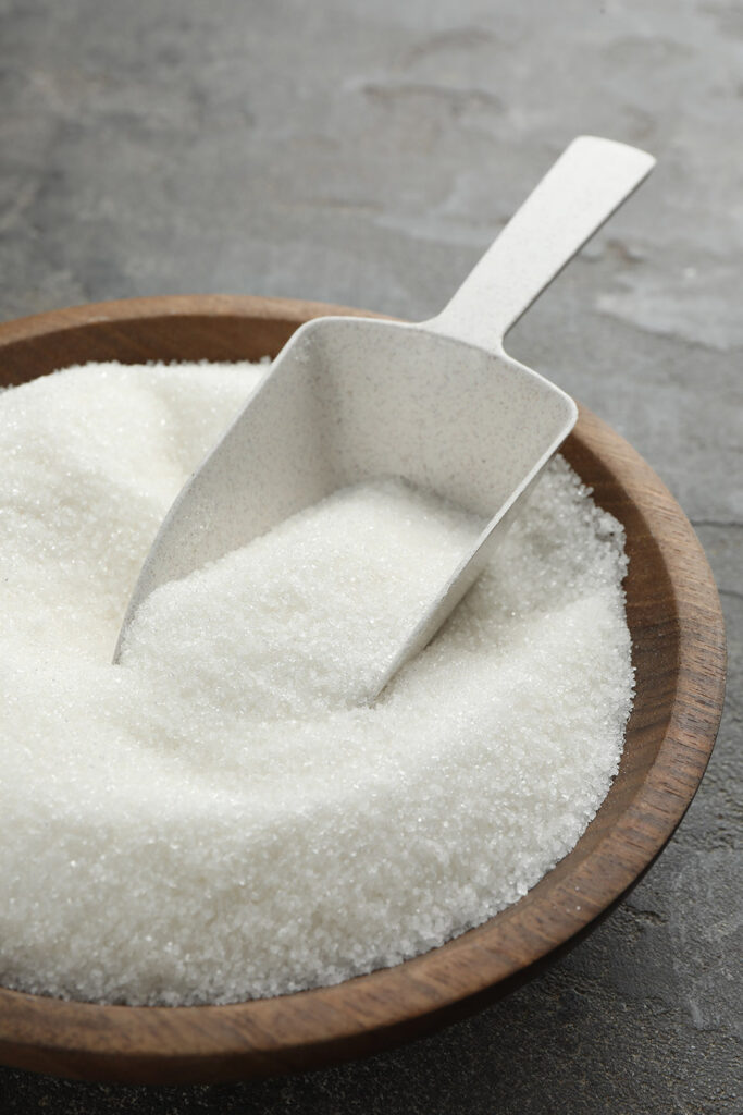 Granulated sugar in bowl