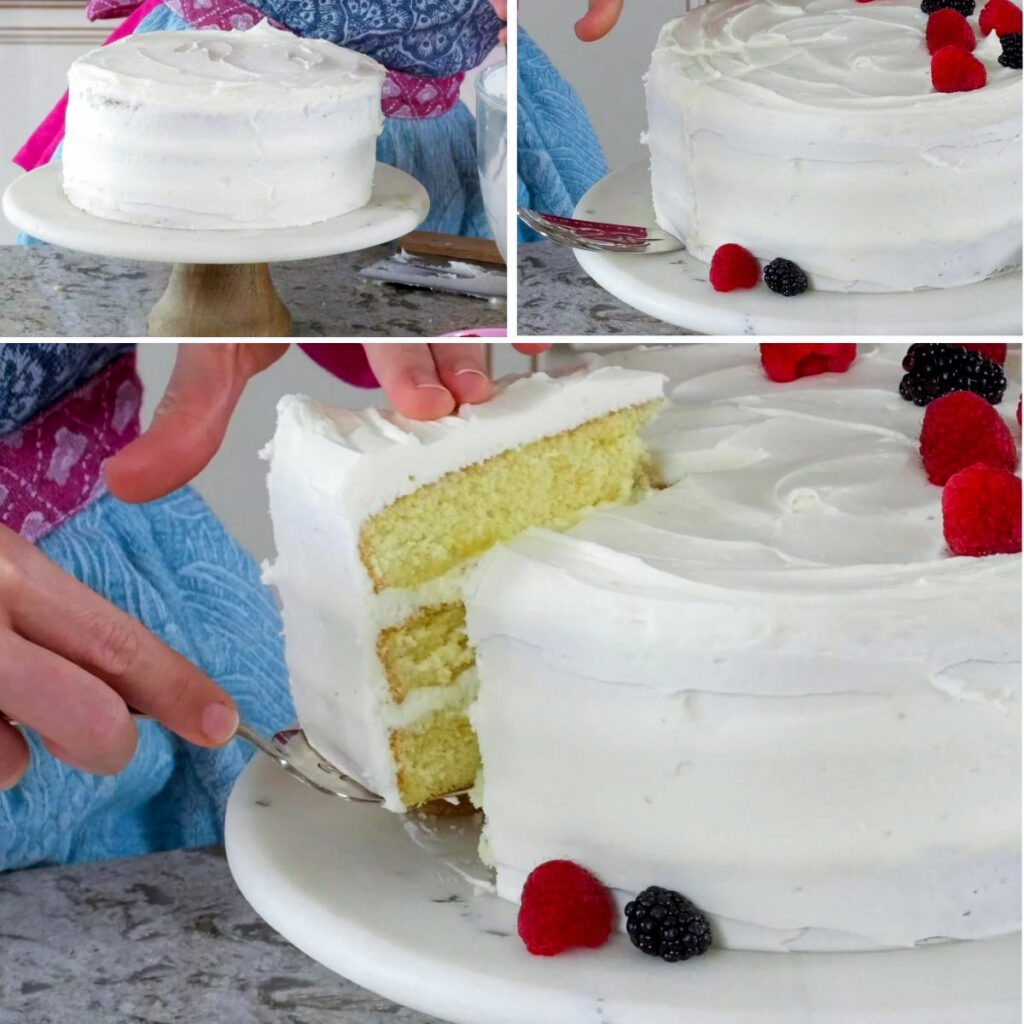 vanilla cake cutting