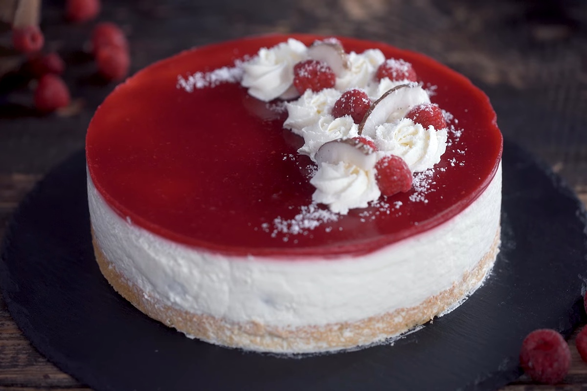 Raspberry Coconut Mousse Cake recipe