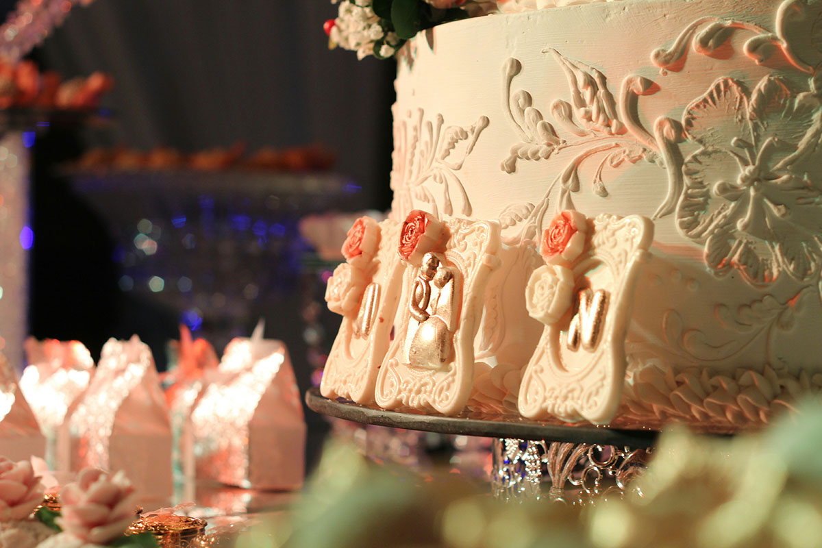 white and brown floral cake